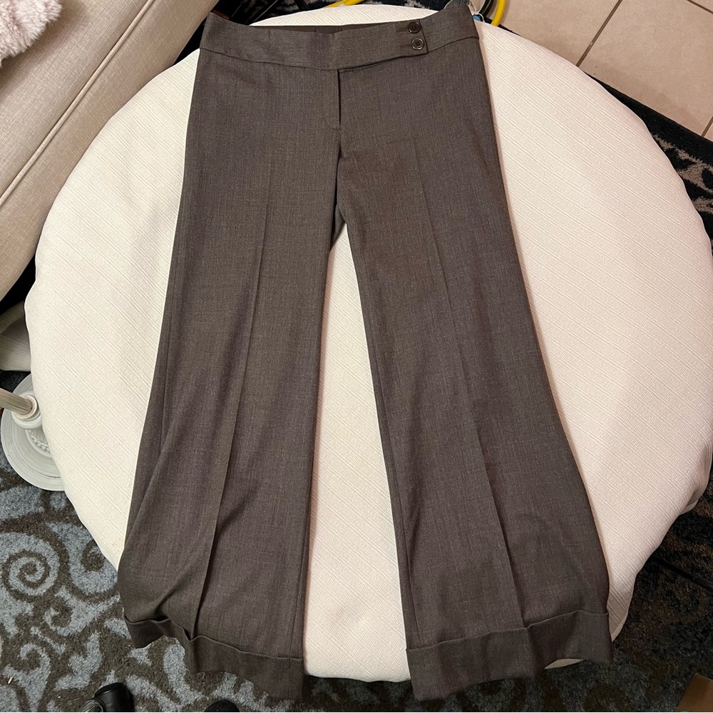 Michael Kors for Bergdorf Goodman Virgin wool brown wide leg pants 8
